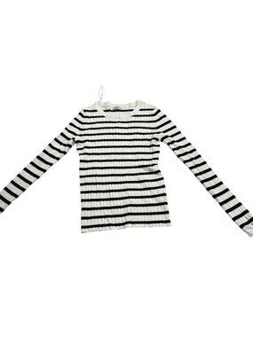 Pimkie Womens Striped Ribbed Sweater XS Black & White Stretch Knit